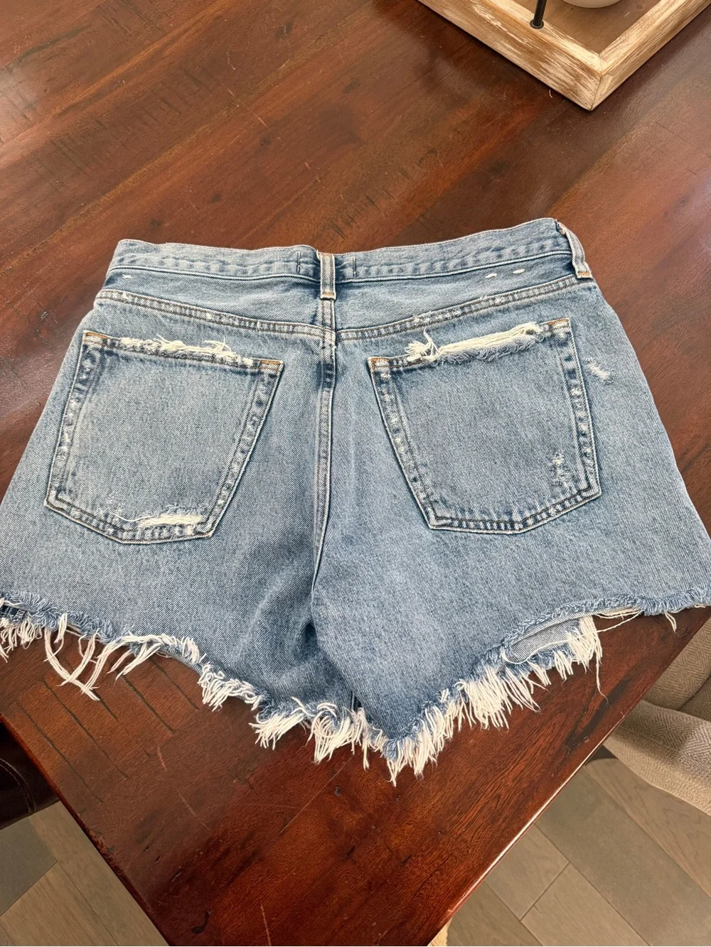 Agolde Parker Long Denim Cutoff Shorts